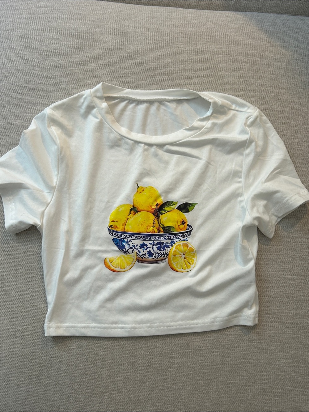 White Tee with Lemon Bowl Graphic